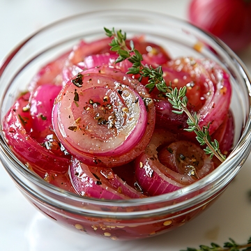 腌制红洋葱特写