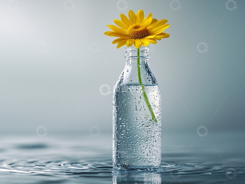 高清大图下载【趣麦麦图】小瓶中的一朵黄花