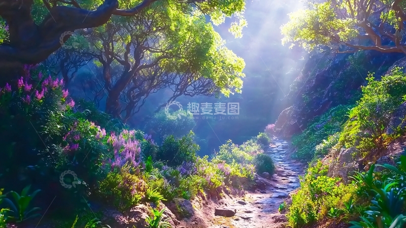 高清大图下载【趣麦麦图】阳光森林小溪