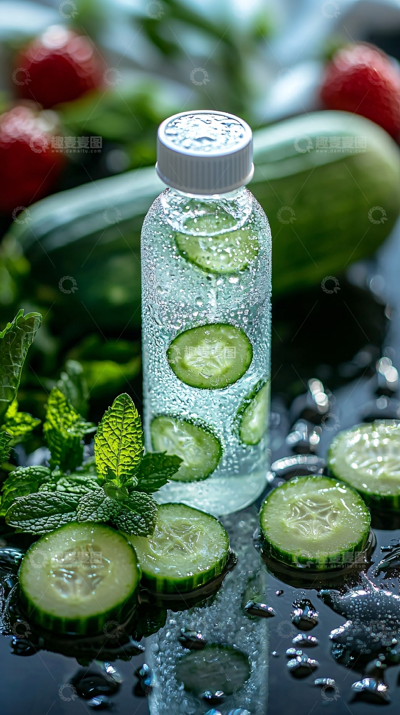 高清大图下载【趣麦麦图】黄瓜薄荷饮料清新感