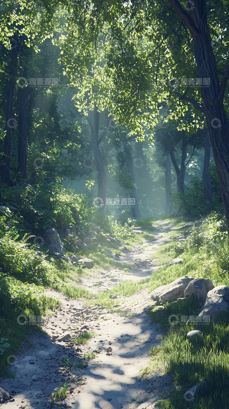 高清大图下载【趣麦麦图】阳光森林小路