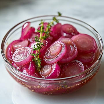 腌制的红洋葱圈