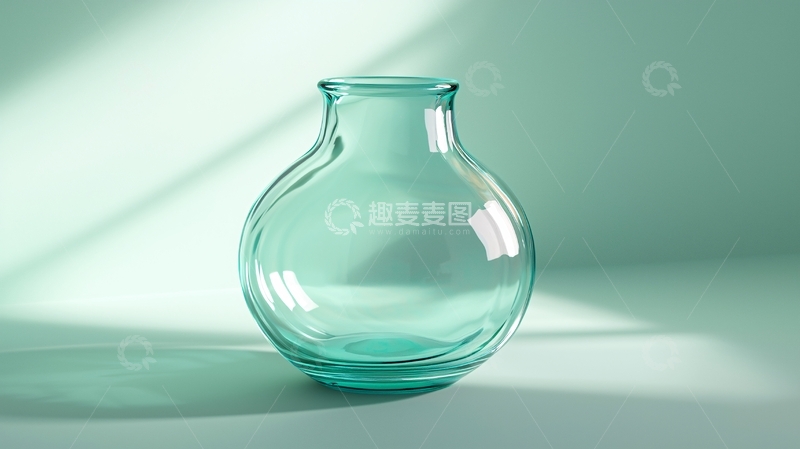 高清大图下载【趣麦麦图】青绿色玻璃花瓶