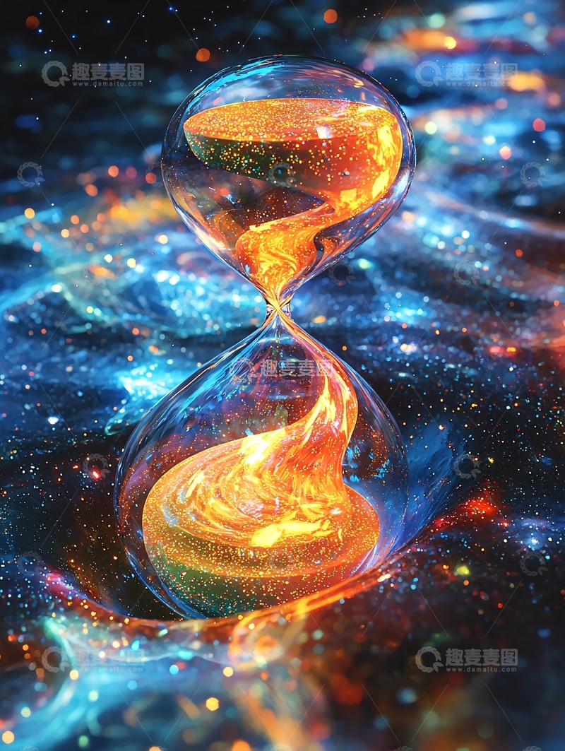 高清大图下载【趣麦麦图】宇宙星空下的梦幻沙漏