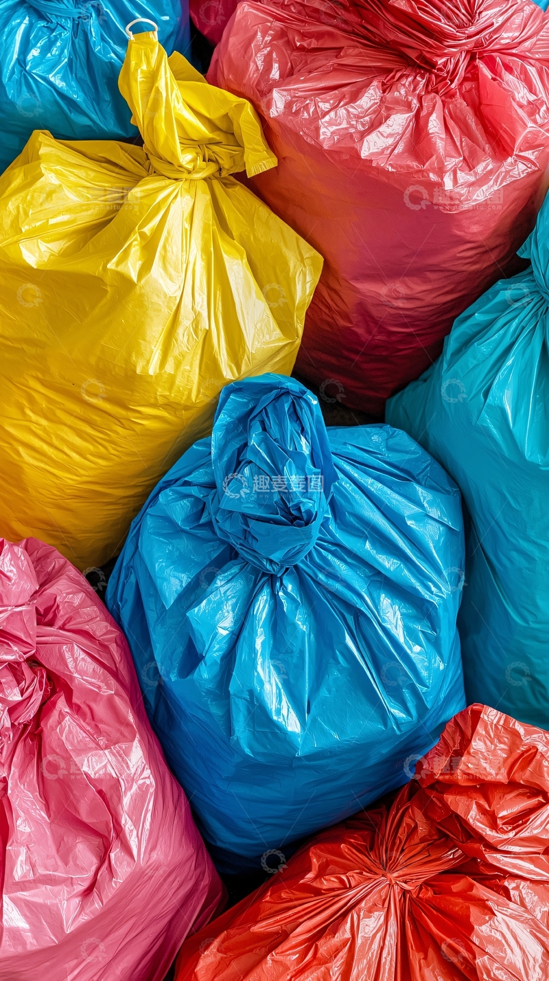 高清大图下载【趣麦麦图】彩色垃圾袋堆叠