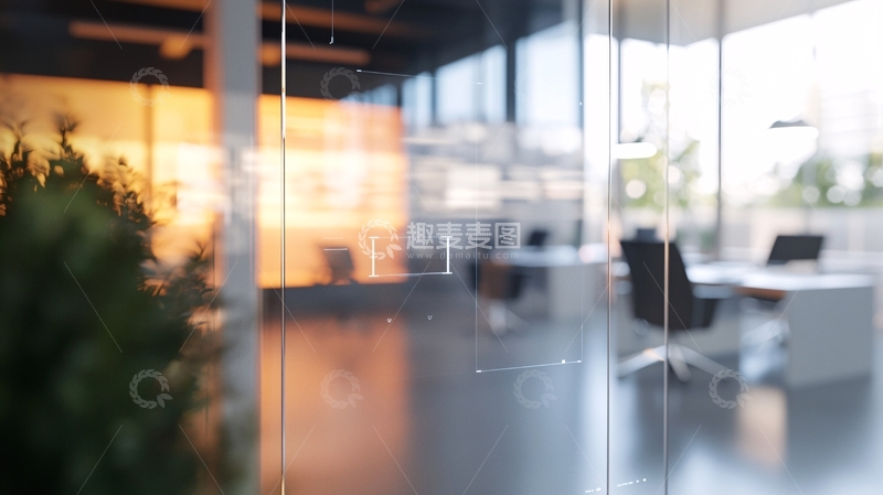 高清大图下载【趣麦麦图】现代化办公室模糊玻璃隔断