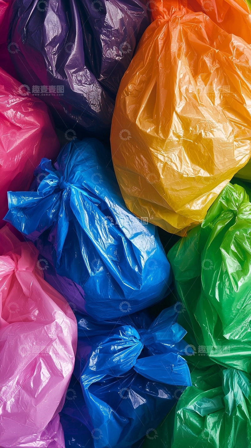 高清大图下载【趣麦麦图】彩色塑料袋堆叠