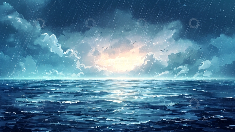 高清大图下载【趣麦麦图】暴雨海景