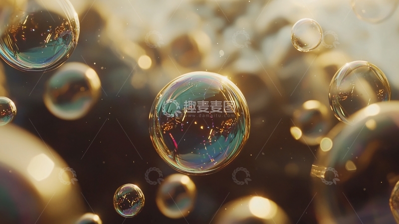 高清大图下载【趣麦麦图】金色泡泡