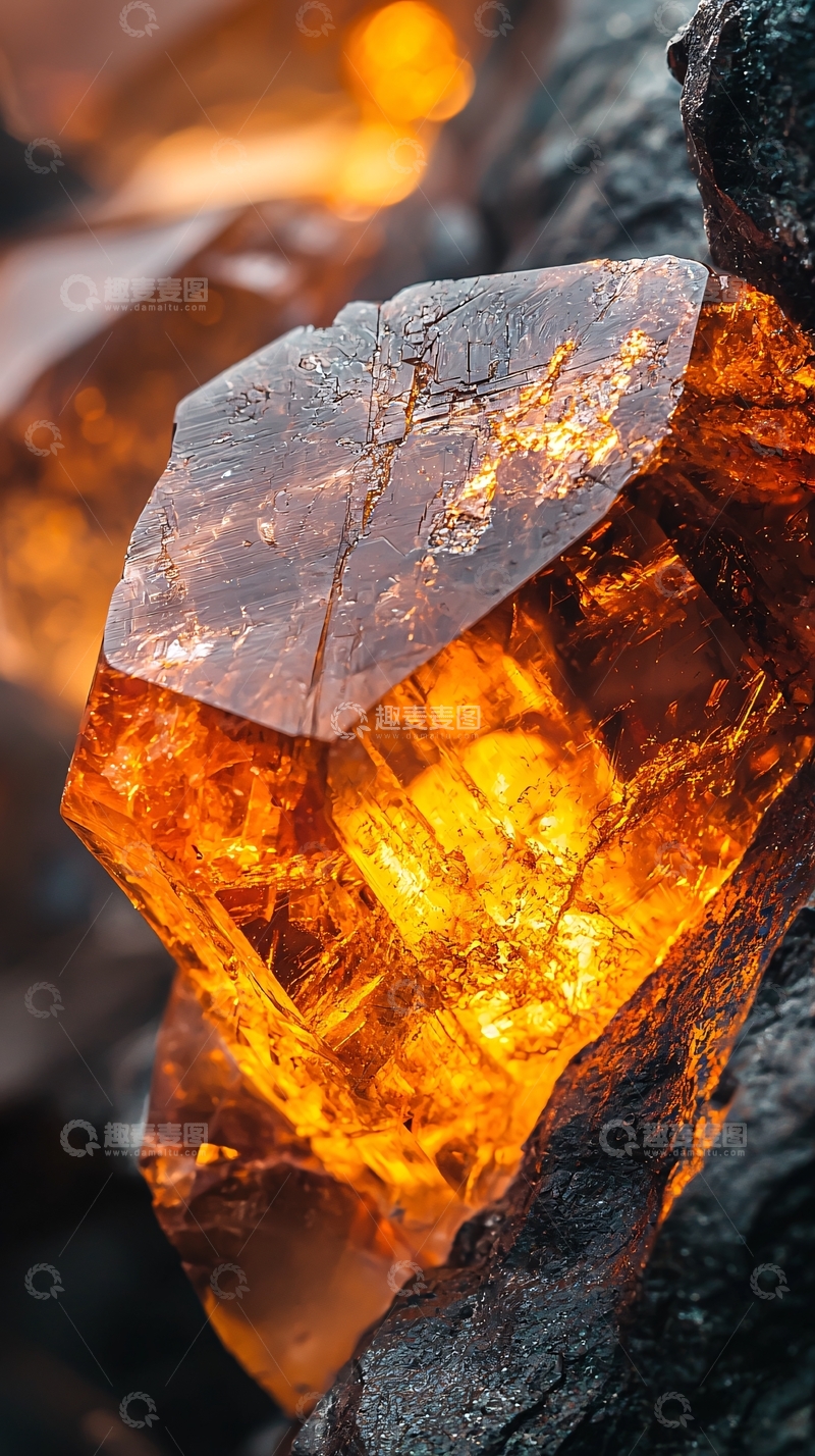 高清大图下载【趣麦麦图】琥珀晶体特写