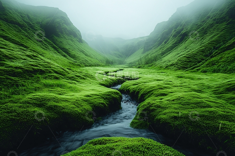 高清大图下载【趣麦麦图】绿色山谷小溪流水