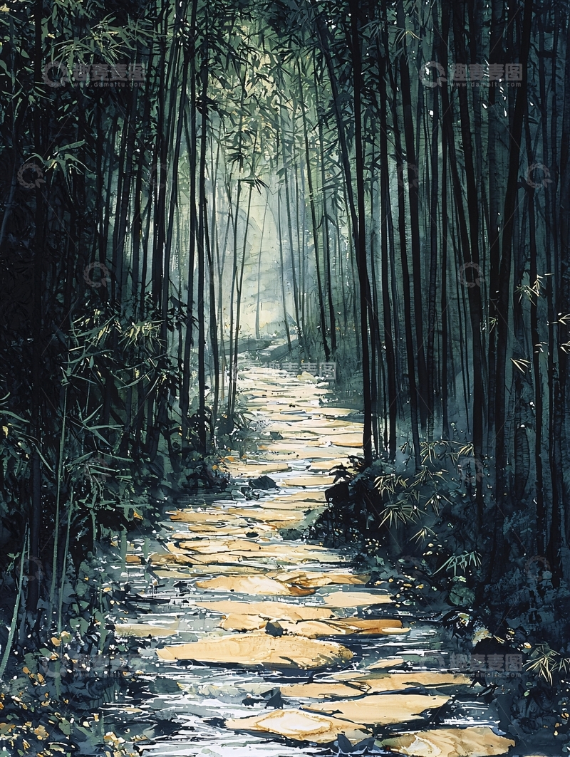 高清大图下载【趣麦麦图】竹林小路幽静唯美