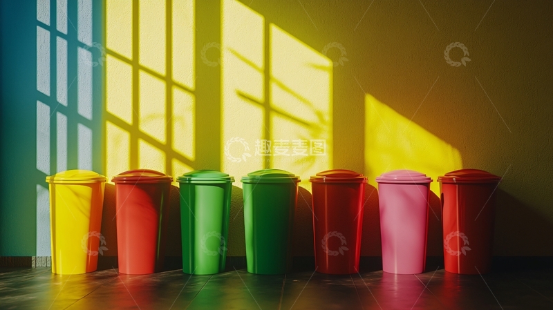 高清大图下载【趣麦麦图】彩色垃圾桶