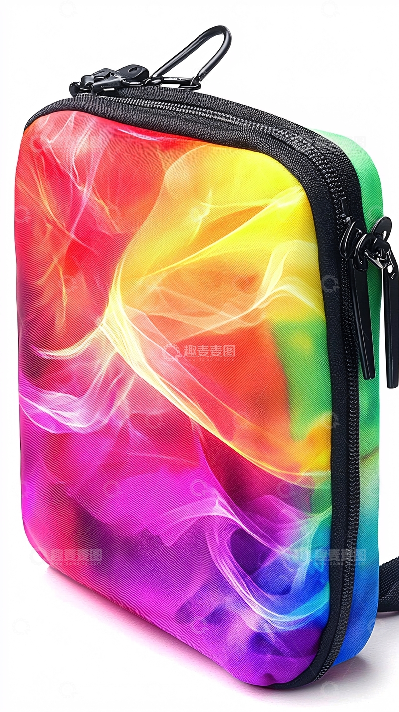 高清大图下载【趣麦麦图】彩虹烟雾图案斜挎包