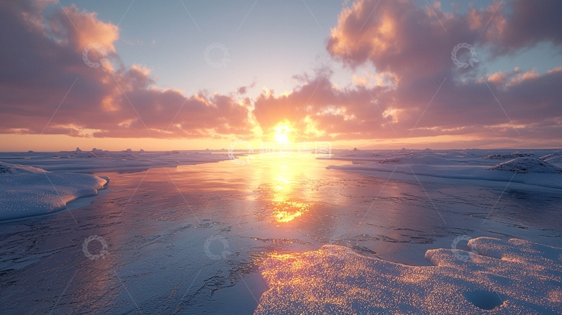 高清大图下载【趣麦麦图】冰雪地日出唯美天空