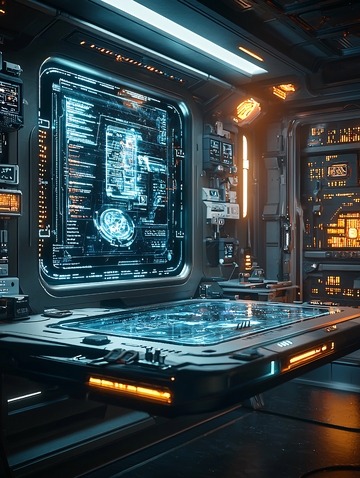 未来科幻控制室内部场景