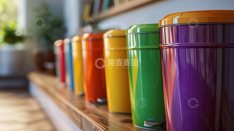高清大图下载【趣麦麦图】彩色垃圾桶