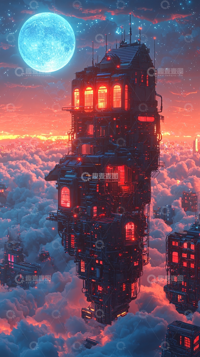 高清大图下载【趣麦麦图】云端之上的哥特式建筑
