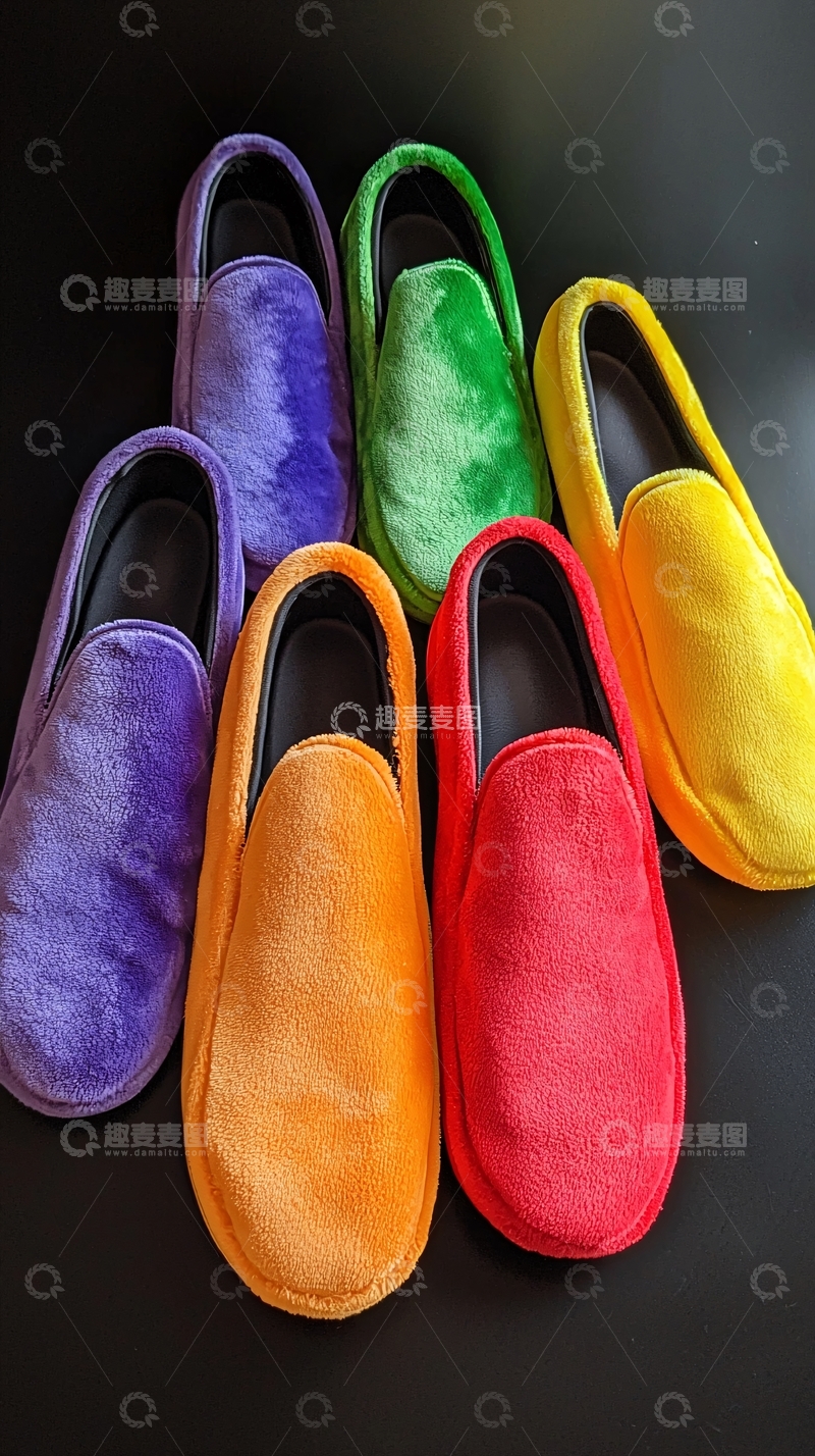高清大图下载【趣麦麦图】彩色绒面拖鞋