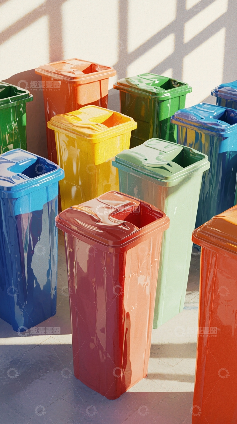 高清大图下载【趣麦麦图】彩色垃圾桶