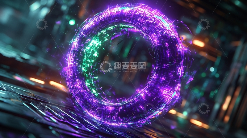 高清大图下载【趣麦麦图】紫色发光环绕科技感背景