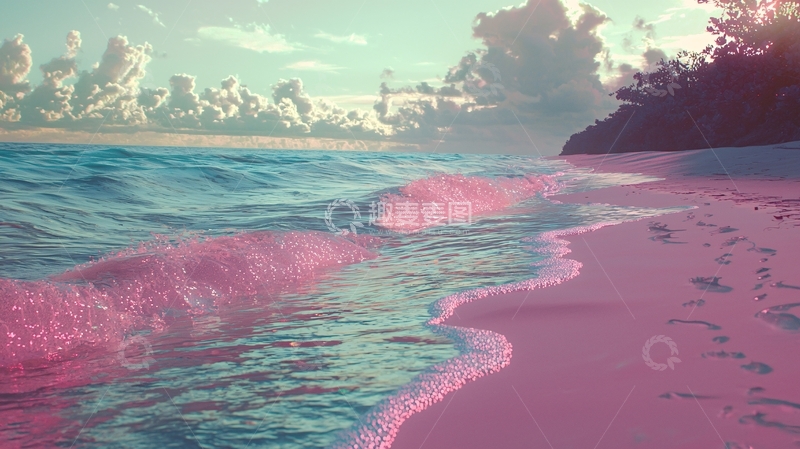 高清大图下载【趣麦麦图】粉色沙滩