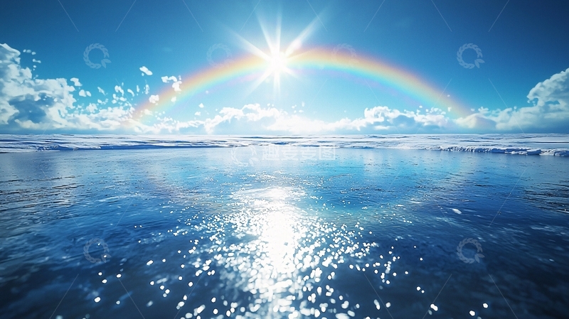 高清大图下载【趣麦麦图】极地彩虹阳光海面