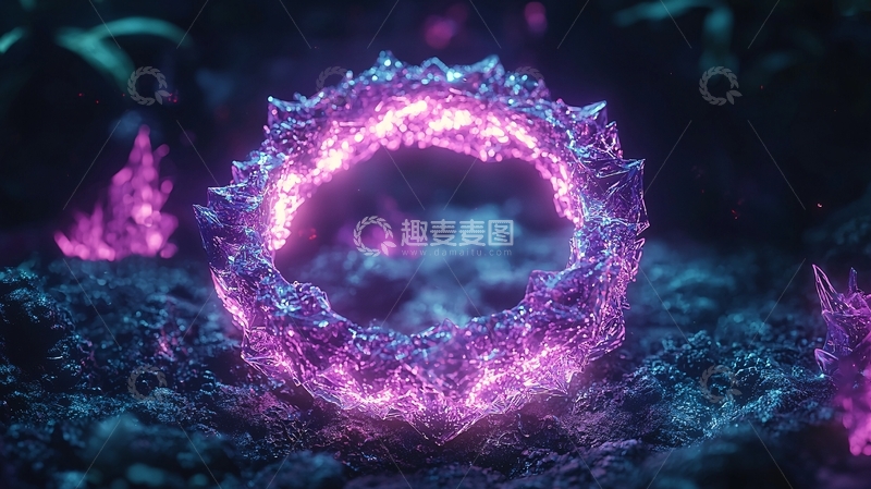 高清大图下载【趣麦麦图】紫色发光水晶环