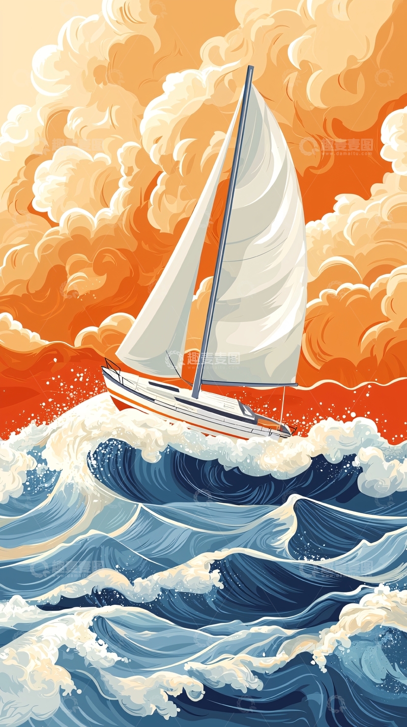 高清大图下载【趣麦麦图】航海帆船大海