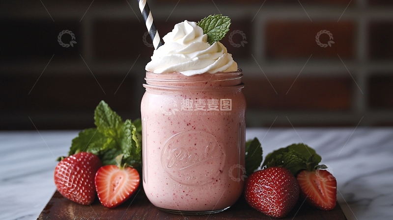 高清大图下载【趣麦麦图】草莓奶油饮品