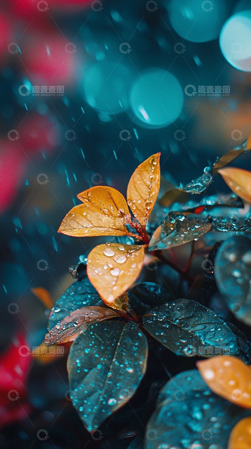 高清大图下载【趣麦麦图】雨中植物特写