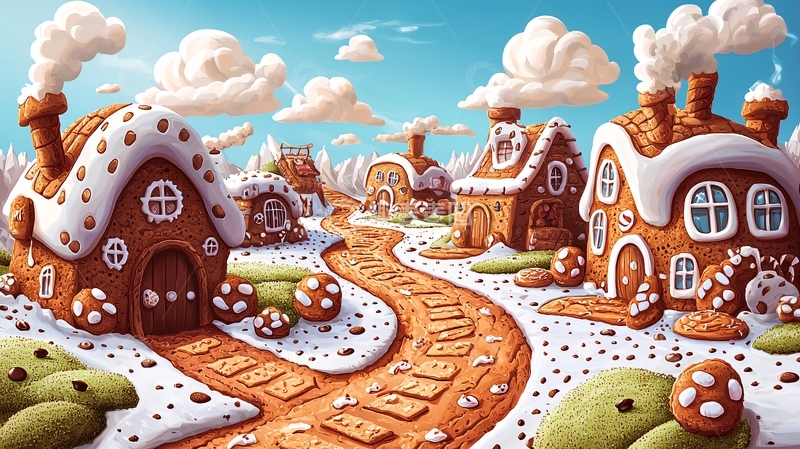 高清大图下载【趣麦麦图】姜饼屋村庄