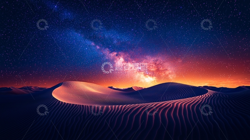 高清大图下载【趣麦麦图】沙漠星空银河