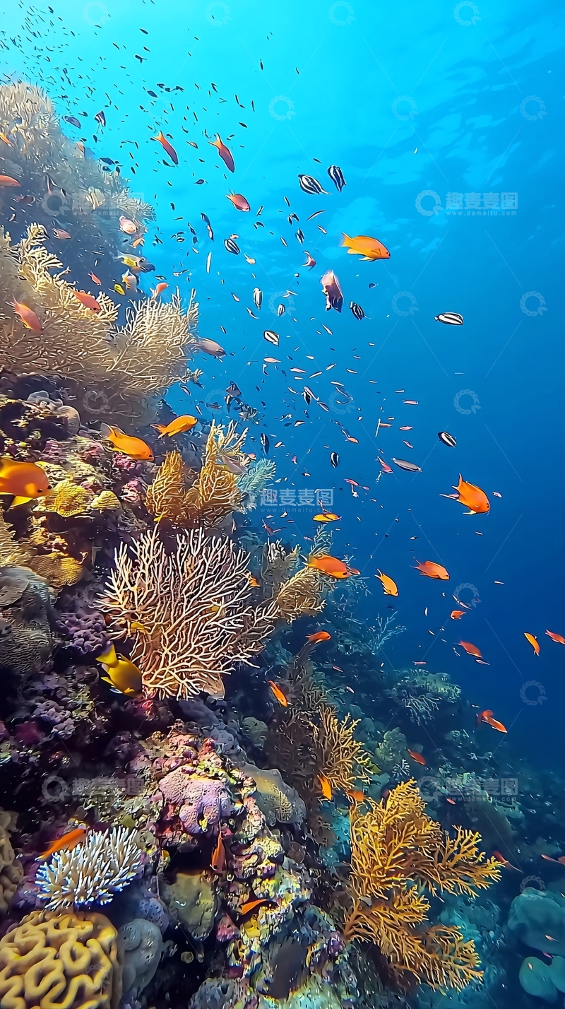 高清大图下载【趣麦麦图】珊瑚礁鱼群