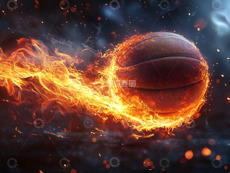 高清大图下载【趣麦麦图】燃烧的篮球快速飞行