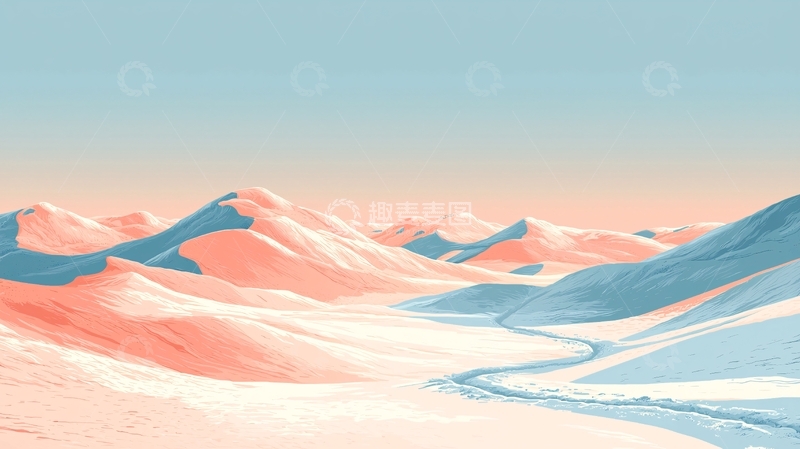高清大图下载【趣麦麦图】粉色蓝色山脉