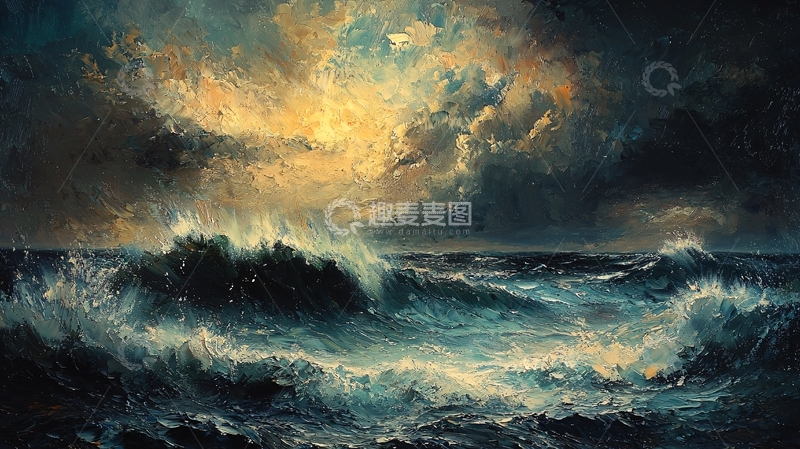高清大图下载【趣麦麦图】汹涌波涛下的乌云密布