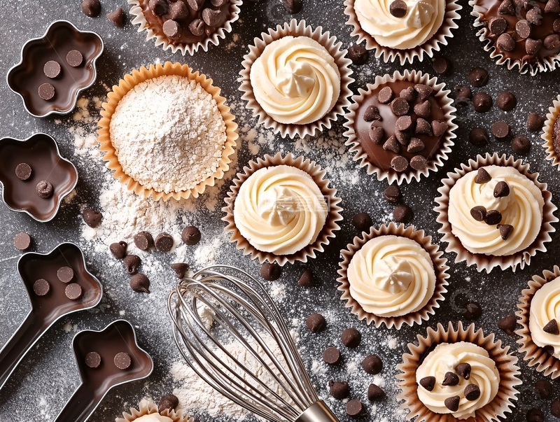 高清大图下载【趣麦麦图】美味纸杯蛋糕俯视图