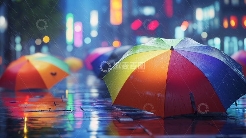 高清大图下载【趣麦麦图】雨夜街景
