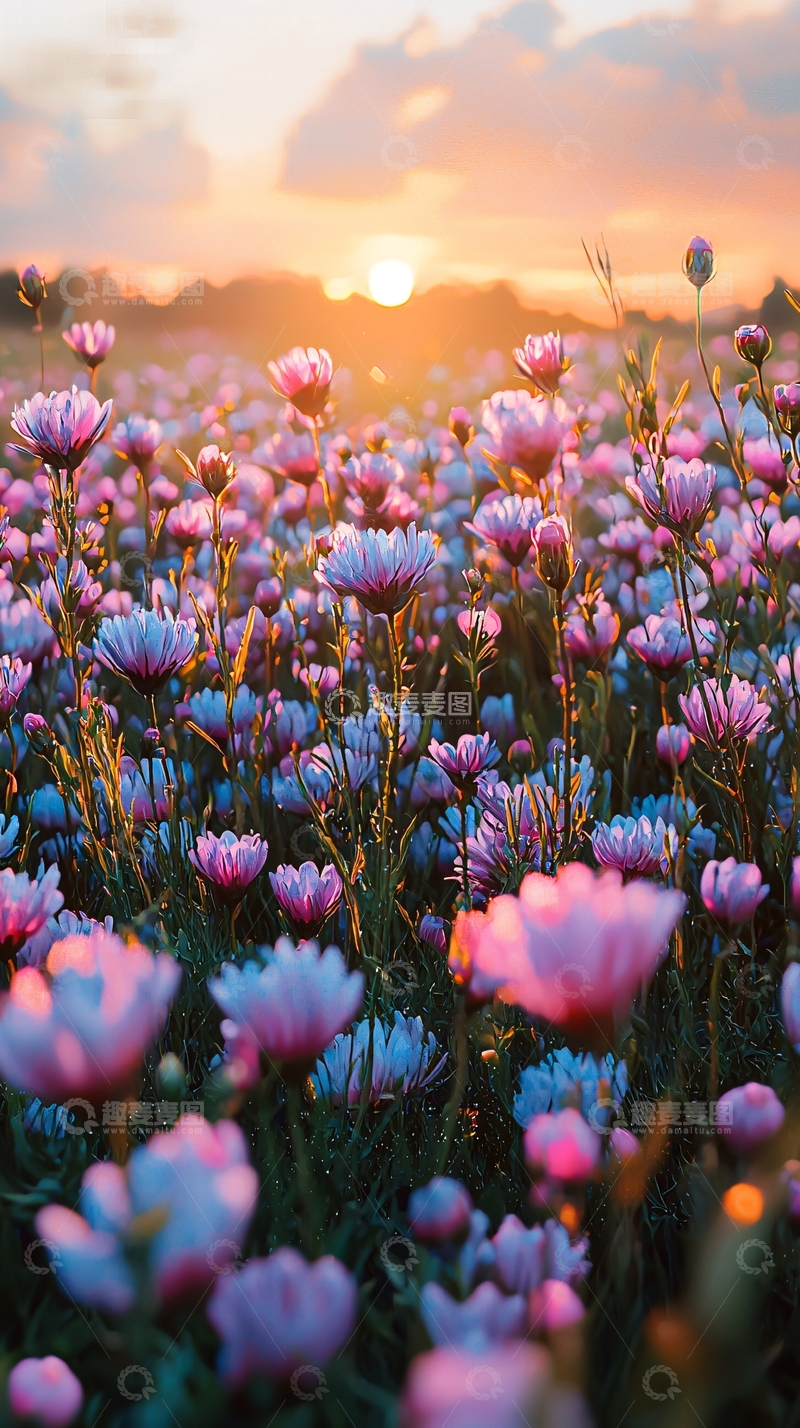 高清大图下载【趣麦麦图】日落花海