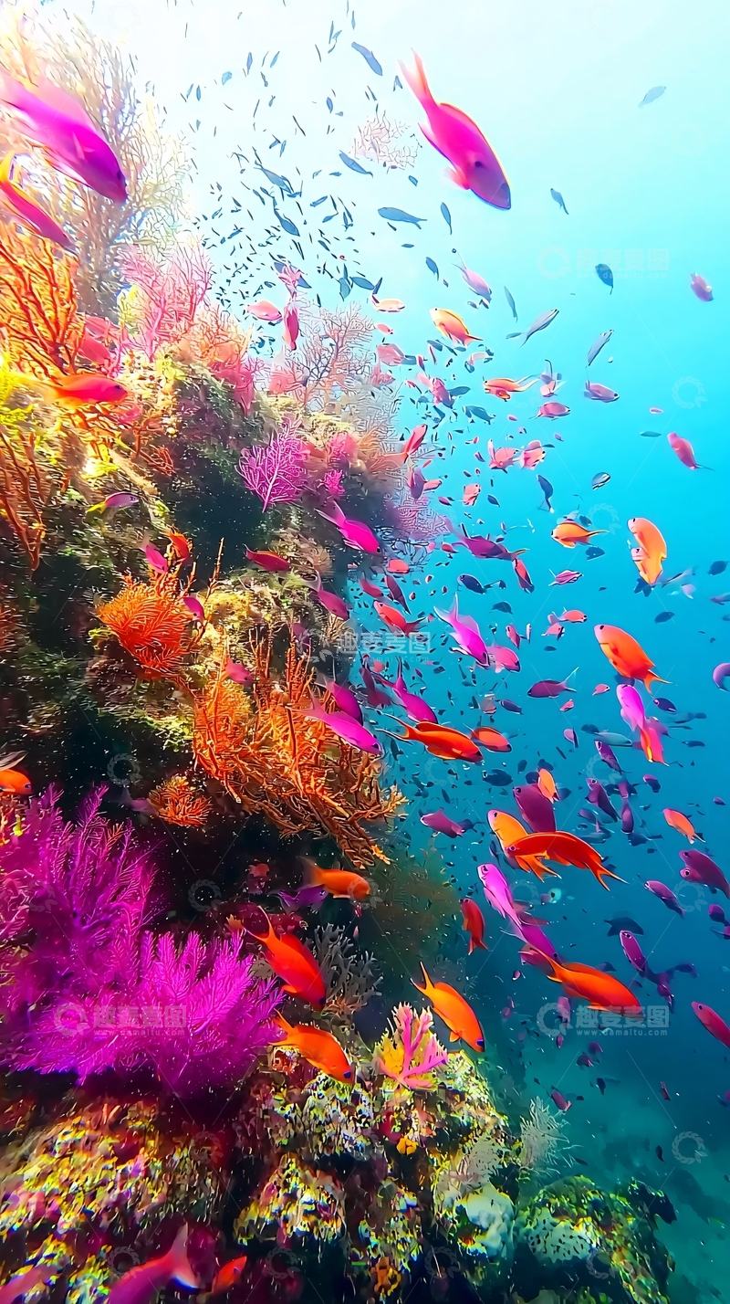 高清大图下载【趣麦麦图】珊瑚礁鱼群