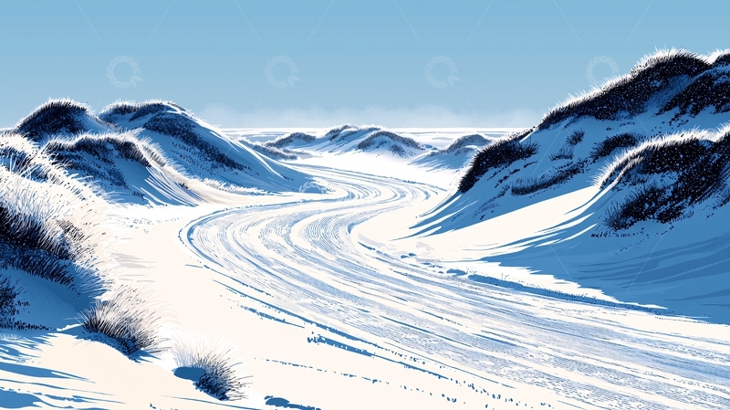 高清大图下载【趣麦麦图】雪山蜿蜒小路