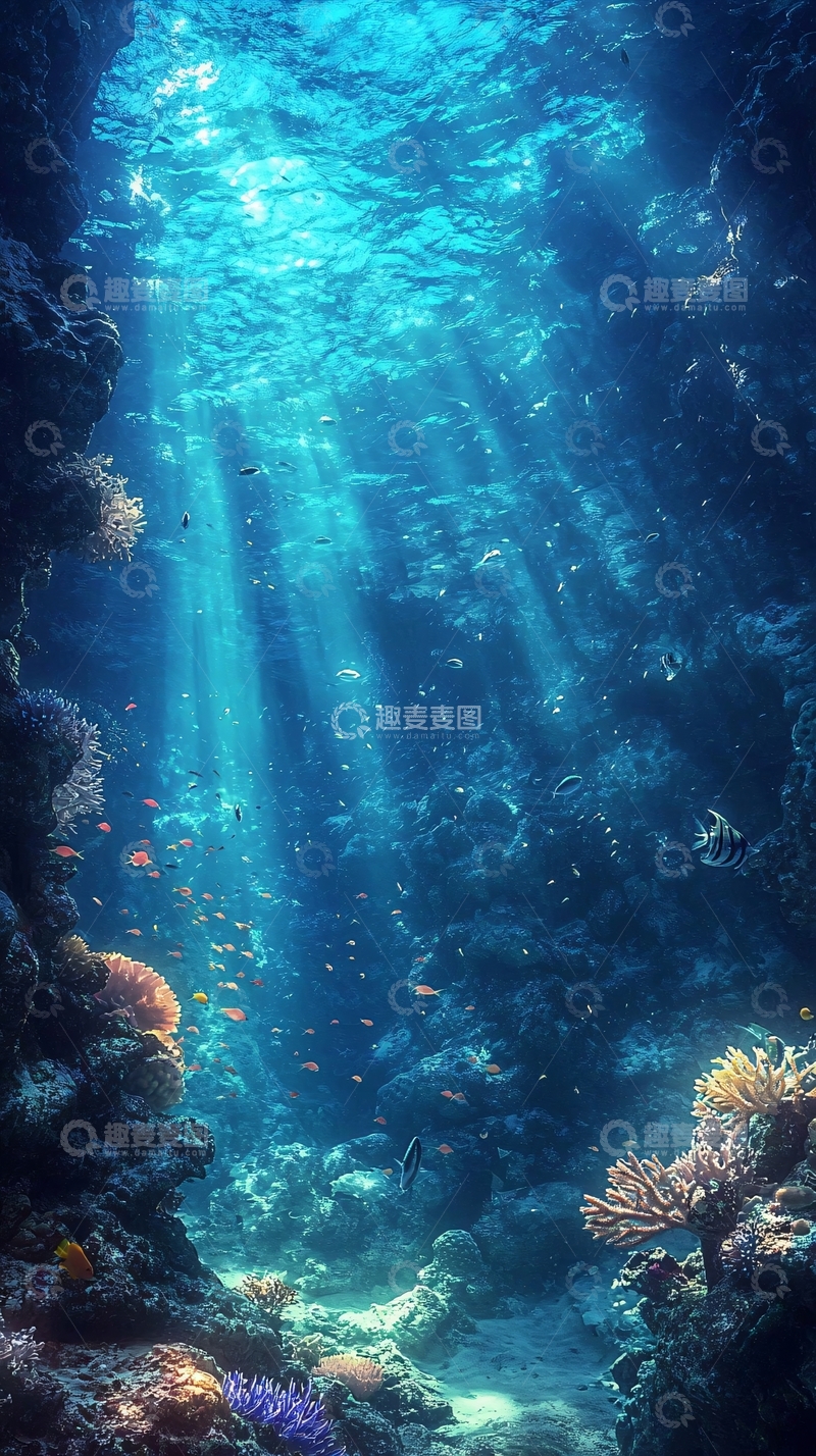 高清大图下载【趣麦麦图】深海阳光珊瑚礁