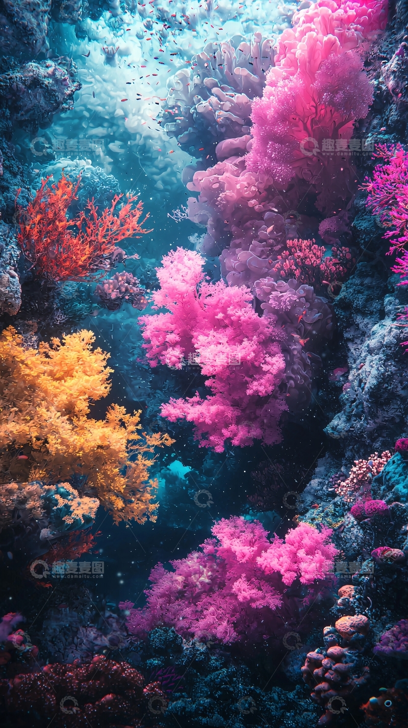 高清大图下载【趣麦麦图】海底珊瑚礁梦幻景色