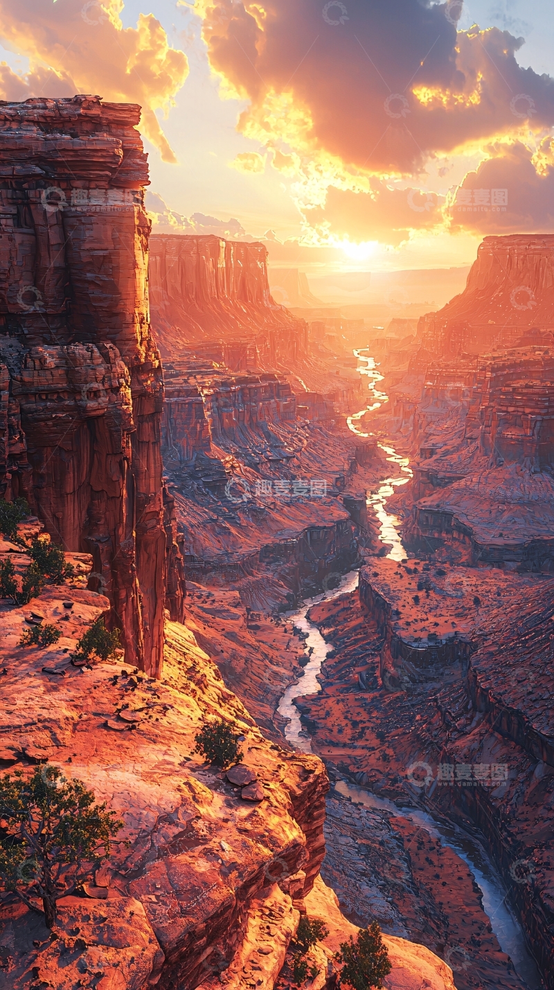 高清大图下载【趣麦麦图】峡谷日落景色