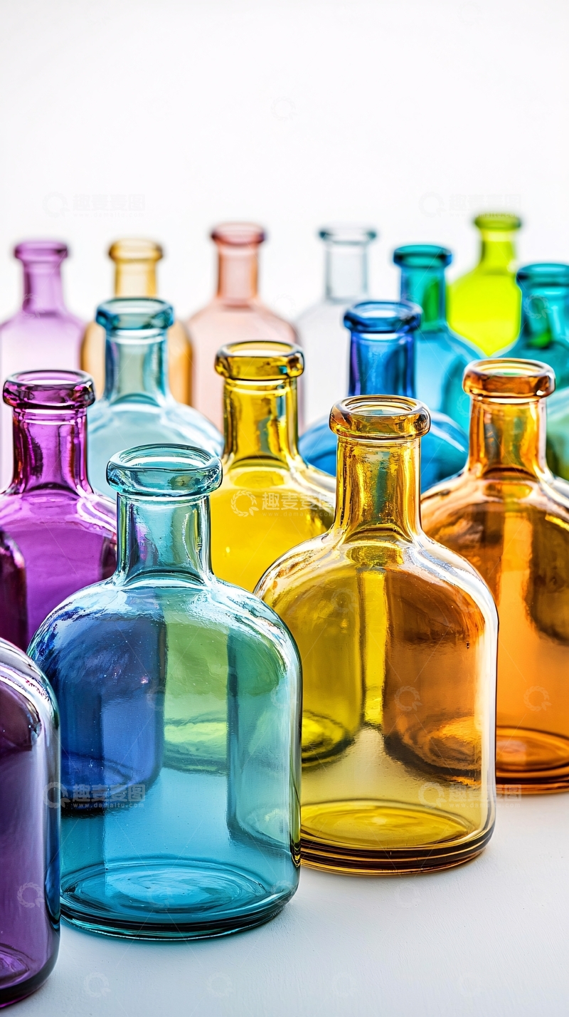 高清大图下载【趣麦麦图】彩色玻璃瓶