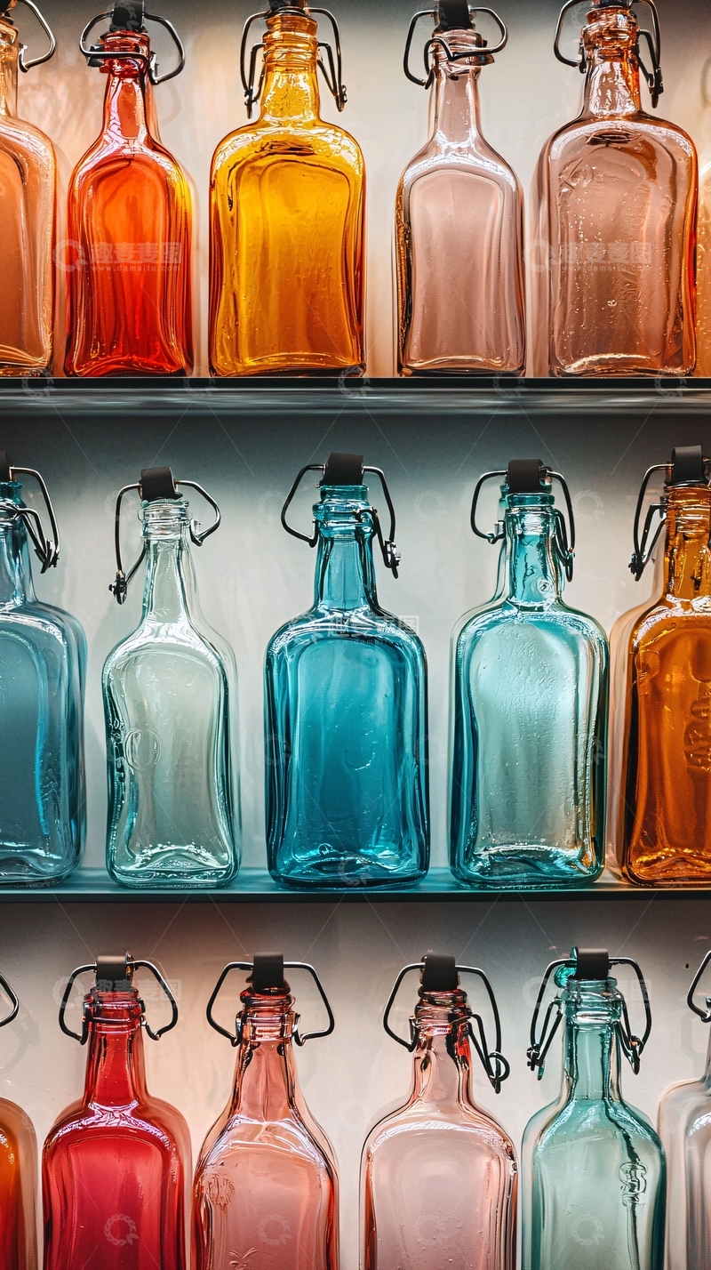 高清大图下载【趣麦麦图】彩色玻璃瓶