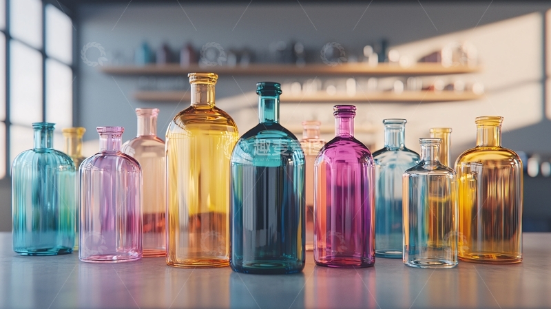 高清大图下载【趣麦麦图】彩色玻璃瓶