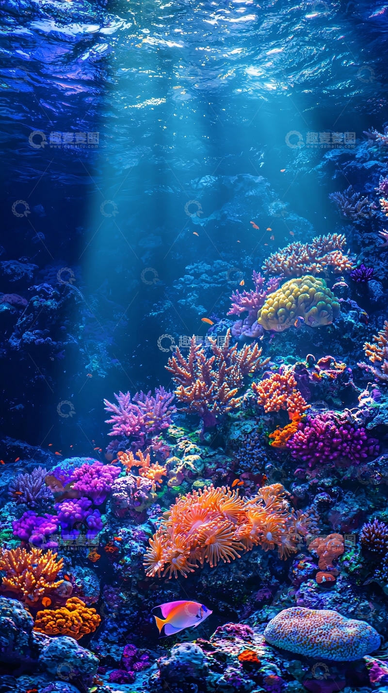 高清大图下载【趣麦麦图】深海珊瑚礁梦幻景象