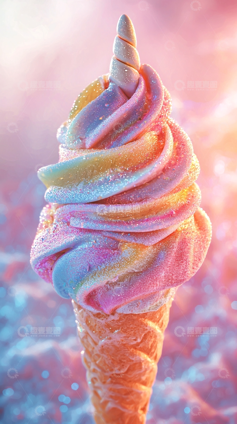 高清大图下载【趣麦麦图】彩虹独角兽冰淇淋